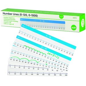 EDX Education - Number Lines - Write & Wipe - 0-120 & 0-1000 - Classroom Set - 78pcs