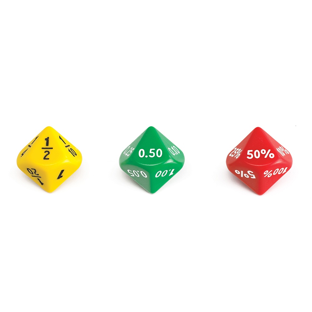 EDX Education – Dice – Soft Plastic Equivalence 10-Sided – 34mm – 3 Designs – 6pcs – Polybag